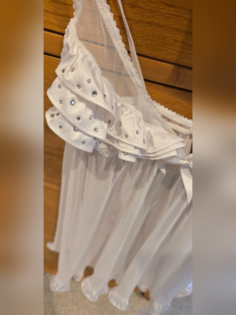 Sexy Little Thing White Sheer Ruffled Babydoll Nightie W/thigh Highs - Picture 10 of 10